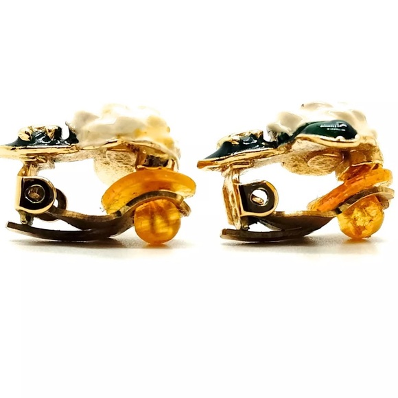 Chanel Black & Green Camilla Flower Earrings - Picture 2 of 8